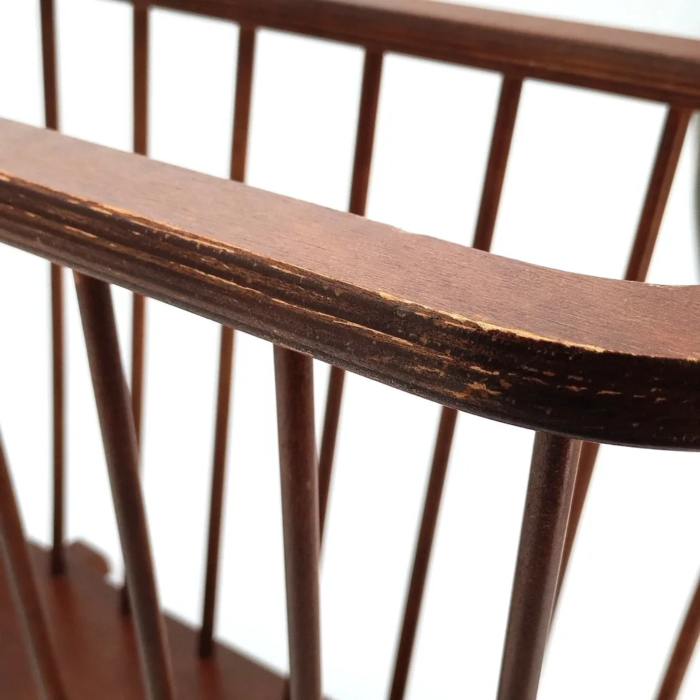 Vintage Solid Wood Magazine Rack Newspaper Holder Spindles Mid Century Modern